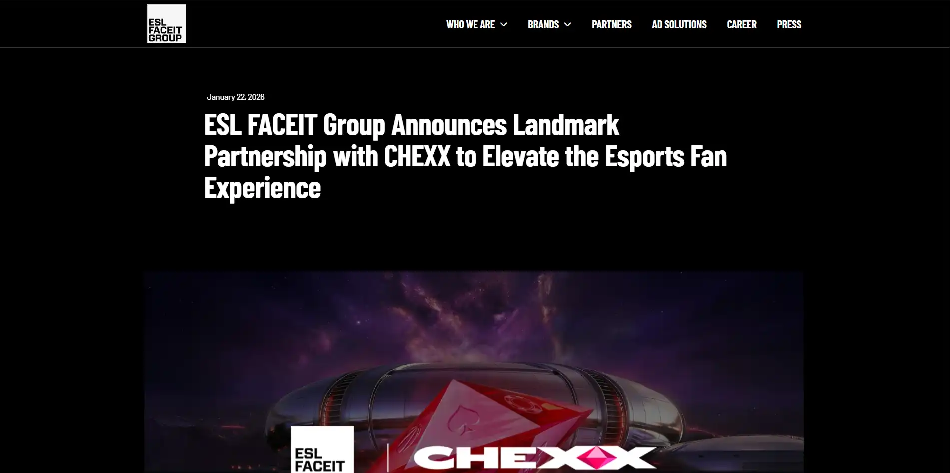 Oficiálne oznámenie partnerstva CHEXX a ESL FACEIT Group pre Counter-Strike a Dota 2 v roku 2026